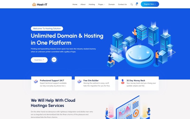 Host IT – Šablona HTML5 pro poskytovatele hostingu