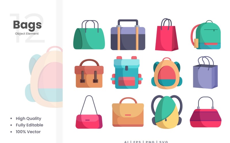 12 Taschen Vektor-Element-Set