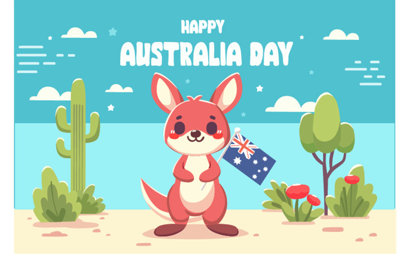 Happy Australia Day met Kangoeroe karakter illustratie
