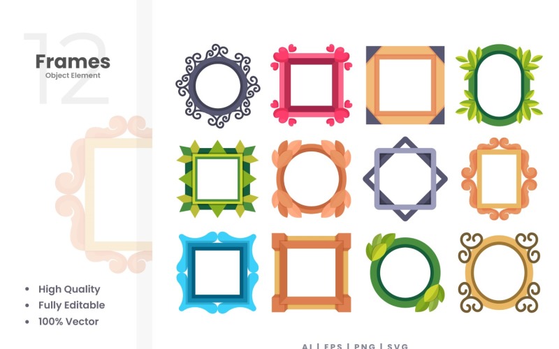 Набор векторных элементов из 12 кадров