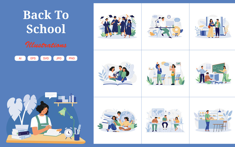 M596_ Paquete de ilustraciones de regreso a clases 1