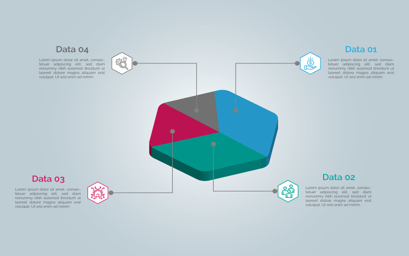 3D 多边形风格矢量信息图表元素设计。