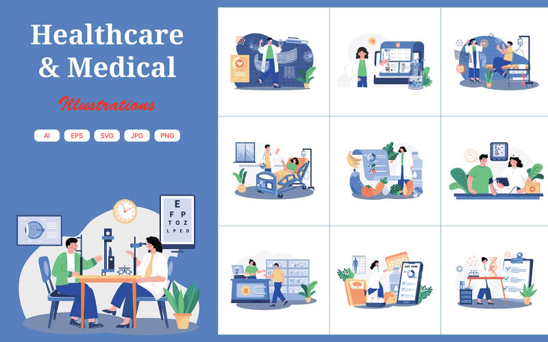 M554_Pacote 2 de ilustrações médicas e de saúde