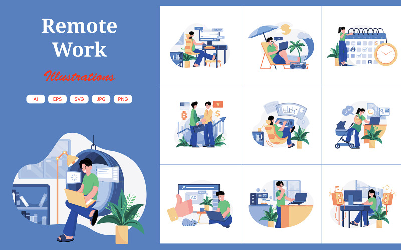 M557_Illustrationspaket für Remote-Arbeit