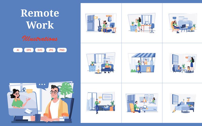 M560_Paquete de ilustraciones de trabajo remoto