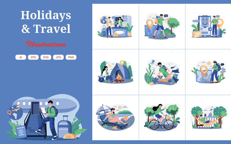 M589_Paquete de ilustraciones de vacaciones