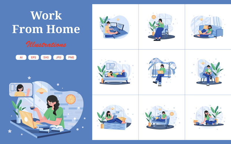 M593_Pacchetto illustrazioni lavoro da casa
