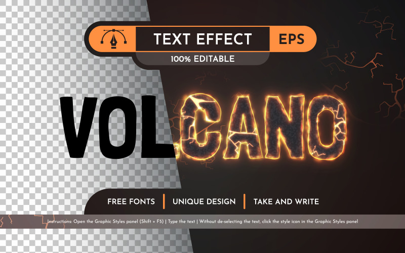 Вулкан – текстовий ефект, стиль шрифту, який можна редагувати