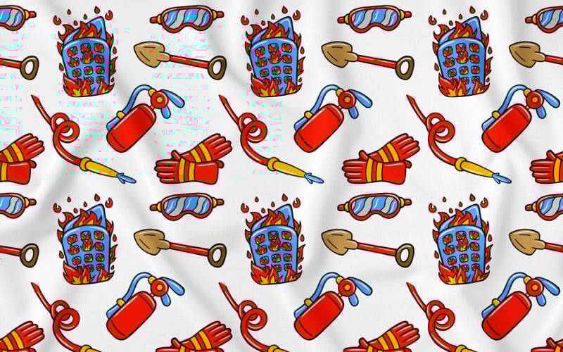 Brandweerman Kawaii Doodle naadloze patroon 02