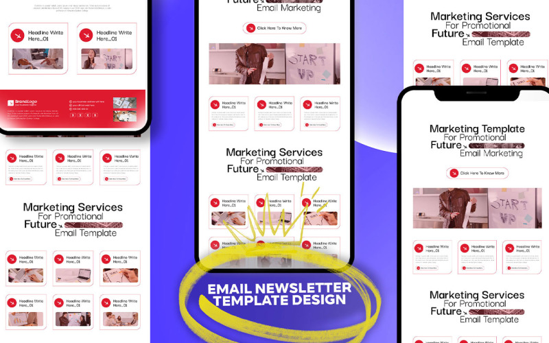 Modèle de marketing par e-mail de newsletter électronique polyvalente pour les entreprises de commerce électronique avec page de destination