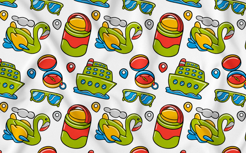 Reisender Kawaii Doodle nahtloses Muster 01