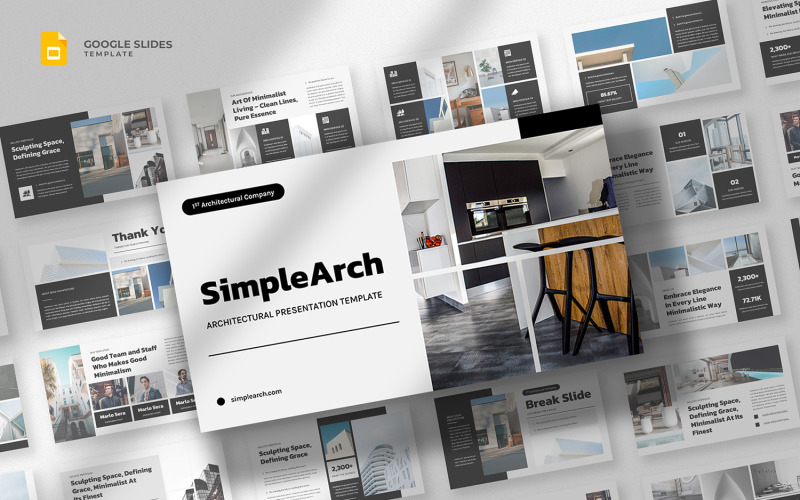 Simplearch - Minimalistisk arkitektur Google Slides-mall