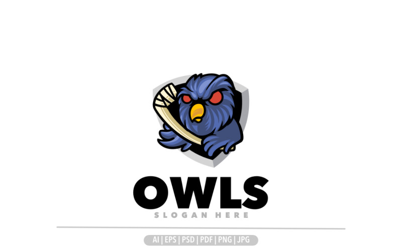 Милий Сова хокей талісман дизайн логотипу спорту