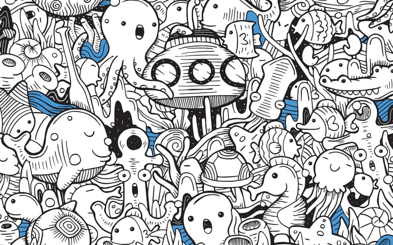 Sea Doodle vektorillustration