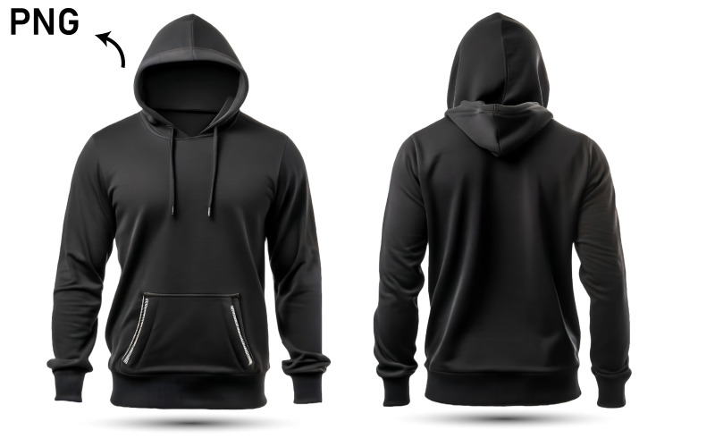 Siyah tişört kapüşonlu kapüşonlu sweatshirt. Numara 3
