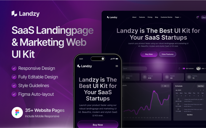 Landzy – SaaS-Landingpage-UI-Kit