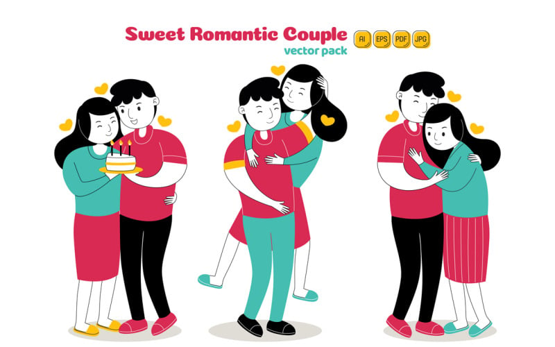 Sweet Romantic Couple Vector Pack 04