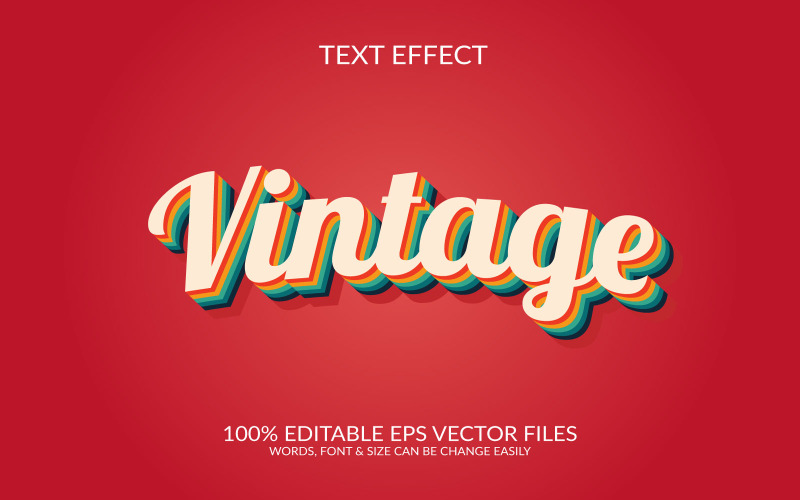 Vintage retro 3D redigerbar vektor Eps Text effektmall Illustration