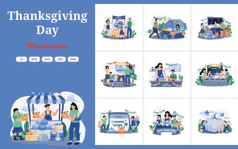 M547_Pack d'illustrations du jour de Thanksgiving