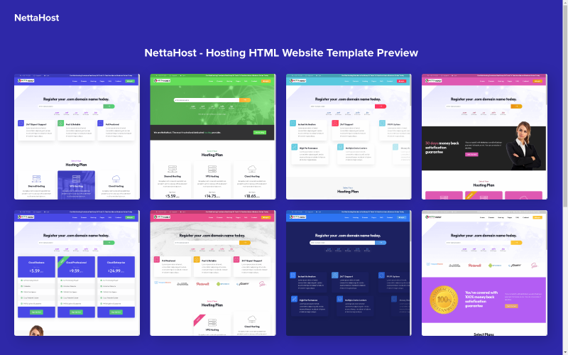 NettaHost: Responzivní HTML šablona pro bootstrap pro webovou doménu a hosting