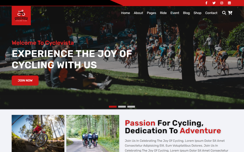 CycleVista – HTML5-шаблон веб-сайту Cycling Club