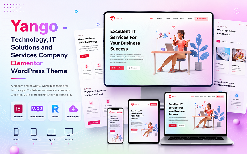 Yango - компанія з технологій, ІТ-рішень та послуг WordPress тема Elementor