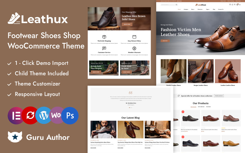 Lethux – obchod s koženými botami a obuví Elementor WooCommerce responzivní téma