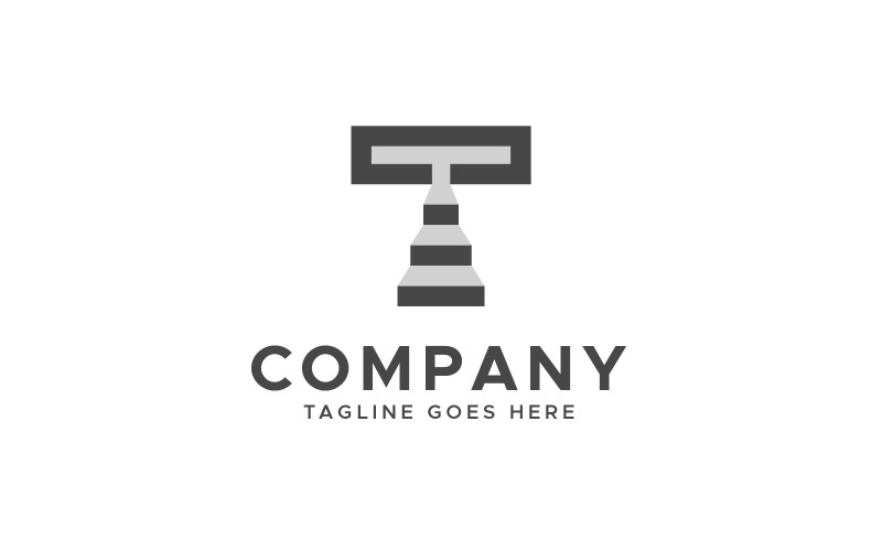 T 字母楼梯上升标志设计模板