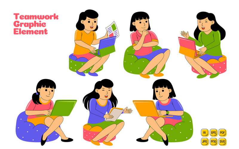 Teamwork Graphic Element Vector Illustration #06