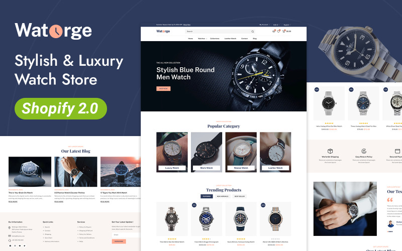Watorge - Lüks Saat Mağazası Shopify 2.0 Duyarlı Teması
