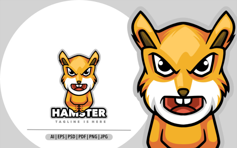 Cute hamster mascot angry logo design - TemplateMonster