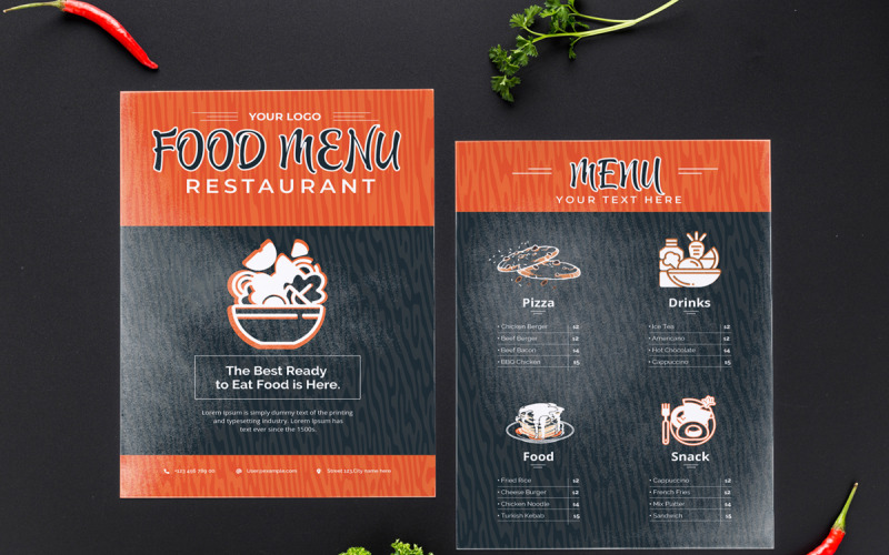 Layout del modello di menu del cibo del ristorante