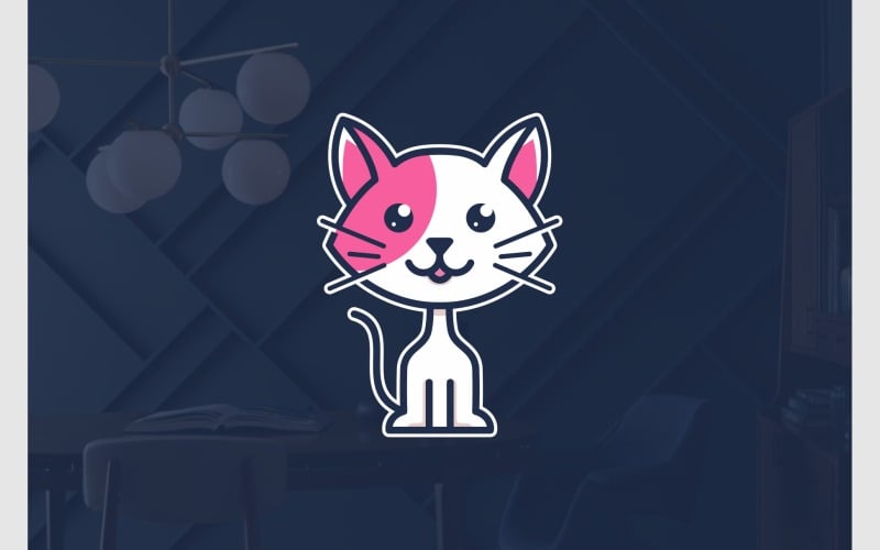 Logo kreskówki słodki kot kotek zwierzę domowe