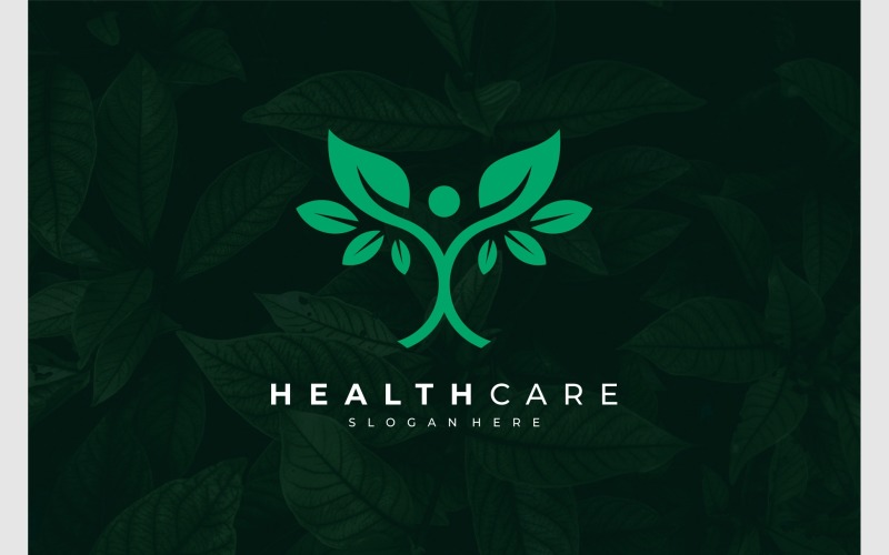 Logo opieki zdrowotnej ludzkiego liścia