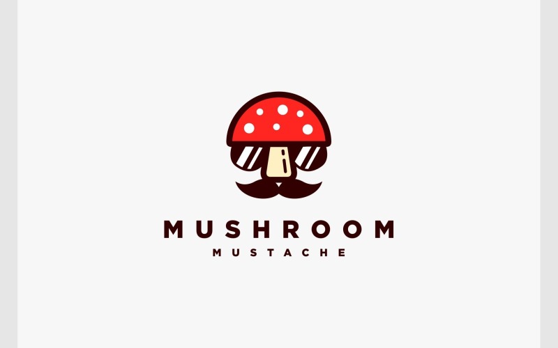 Mustache Mushroom Mascot Logo