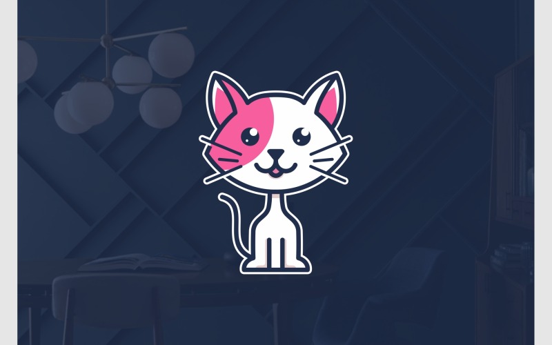 Simpatico logo del fumetto dell'animale domestico del gattino del gatto