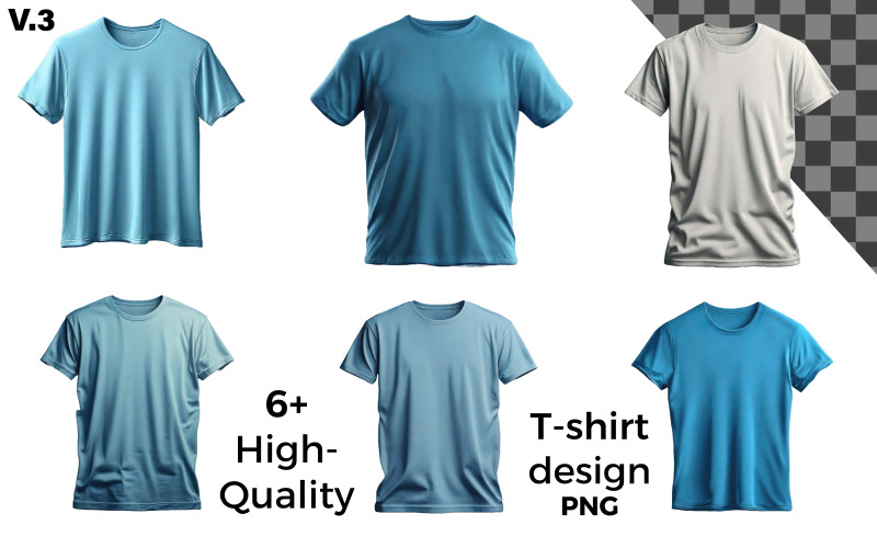 T-Shirt-Design mit Vorderansicht. für Mockup. v3