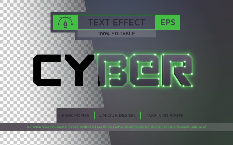 Cyber Glow - edytowalny efekt tekstowy, styl czcionki