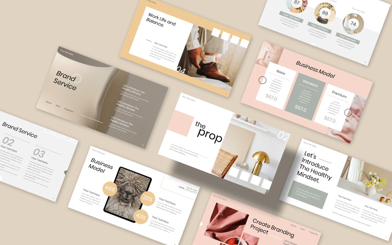 Modelo de apresentação de proposta de negócio estética de propriedade Google Slides