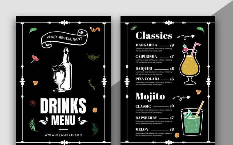 Drinks Menu Template Layout #379745 - Templatemonster