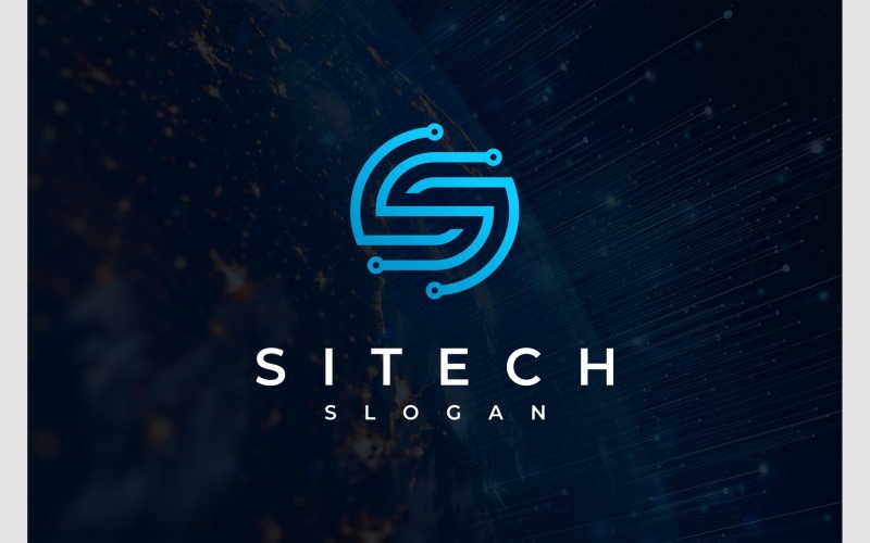 Logo de technologie de circuit lettre S