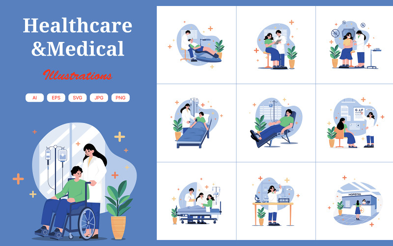 M501_Pack d'illustrations de soins de santé et médicales