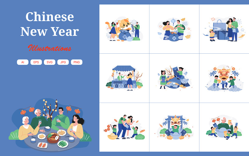 M510_Paquete de ilustraciones del Año Nuevo Chino