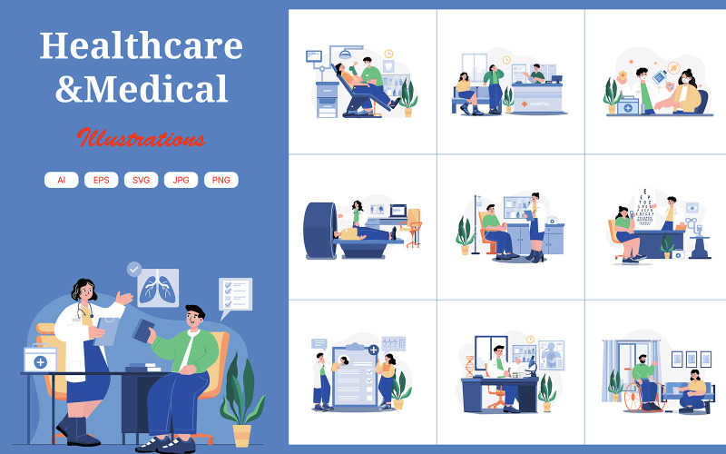 M526_Pack d'illustrations de soins de santé et médicales