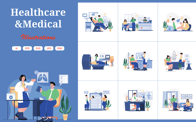 M526_Пакет иллюстраций по здравоохранению и медицине