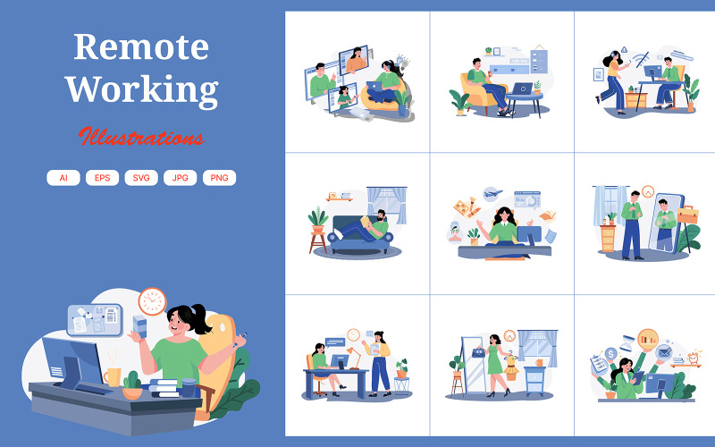 M527_Pacchetto illustrazioni di lavoro remoto