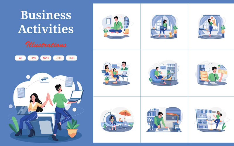 M534_Pack d'illustrations d'activités commerciales