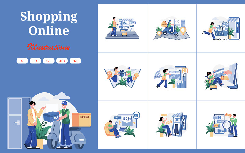 M535_Pakiet ilustracji do zakupów online