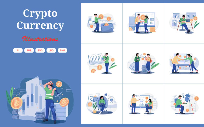 Pack d'illustrations M523_Crypto-monnaie