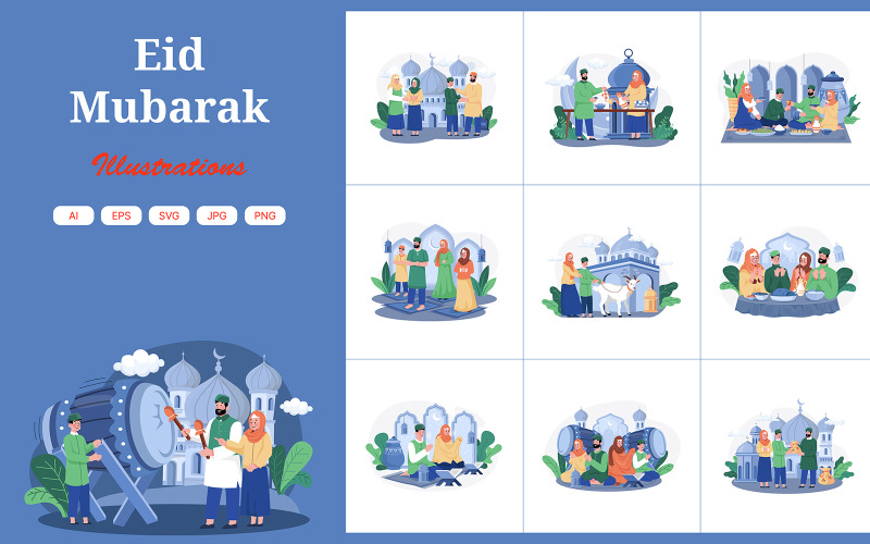 Pacote de ilustrações M514_Eid Mubarak
